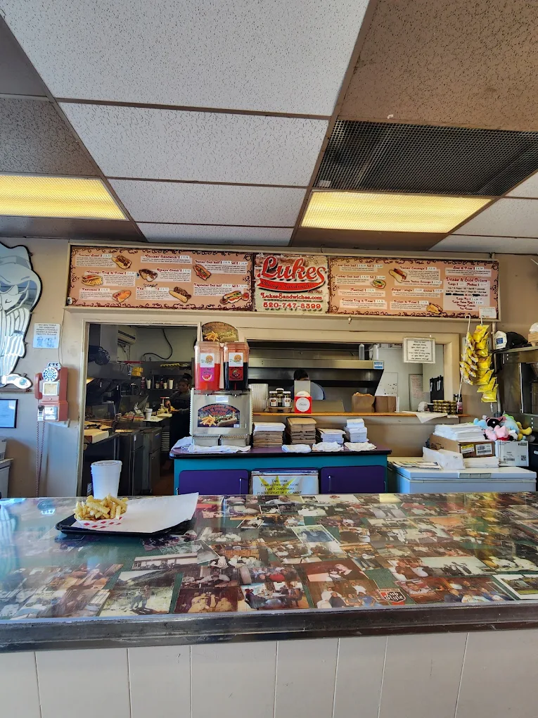 Luke's Italian Beef counter and menu board