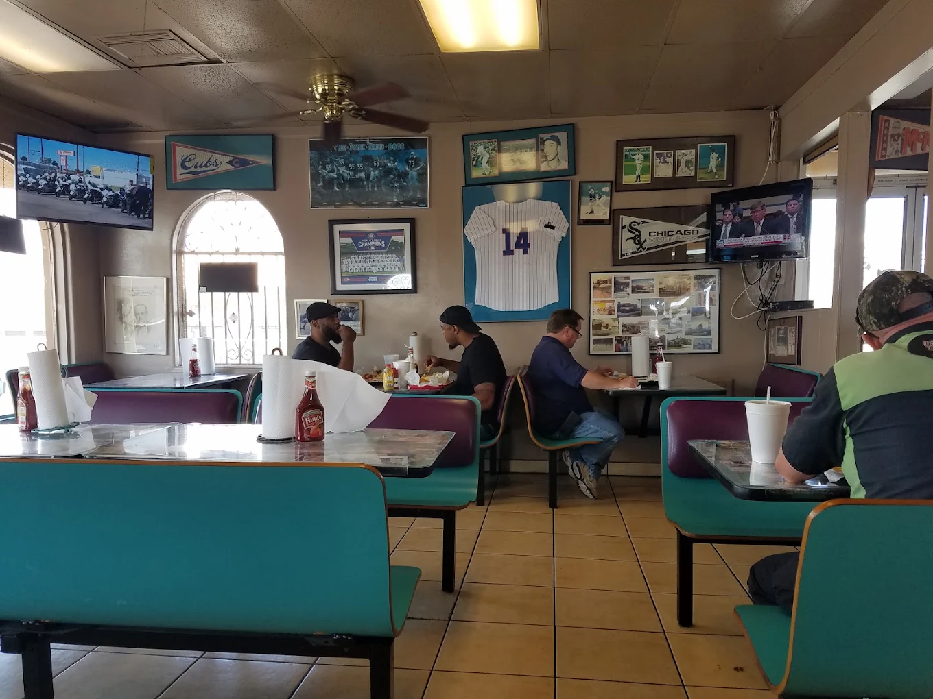 Luke's Italian Beef dining room with Chicago sports memorabilia